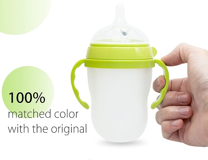 Baby Bottle Handles for Comotomo 5 Ounce & 8 Ounce Silicone Baby Bottles, Compatible Comotomo Bottle Holder for Baby, Pack of 2, Green