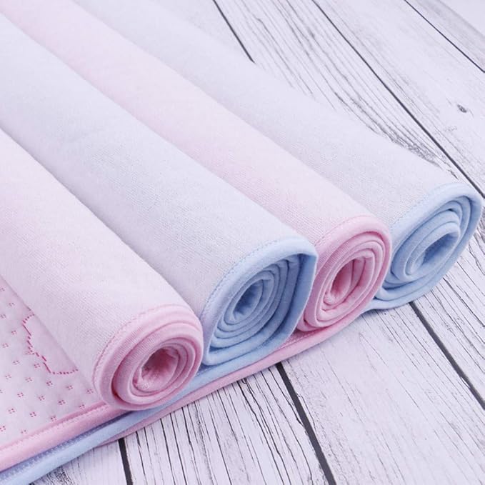 Monvecle Baby Infant Waterproof Cotton Changing Pads Washable Resuable Diapers Liners Mats Multi Pieces Pack (4pcs Bears-Small 18"x12")