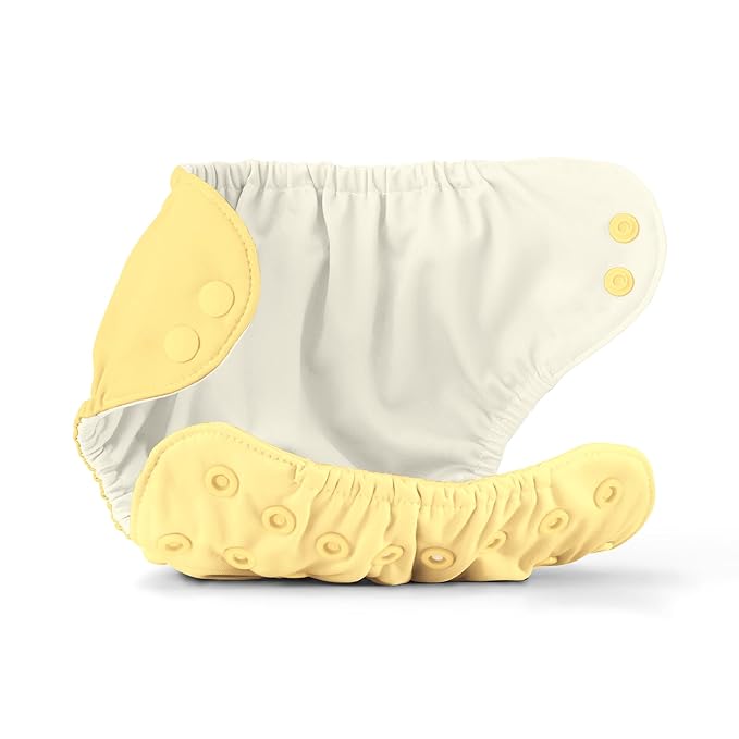 Esembly Cloth Diaper Cover - Reusable Swim Diaper, Waterproof, Breathable - Adjustable Outer Layer Over Absorbent Inner for Blowout Protection - Buttercup, Size 2 (18-35lbs)