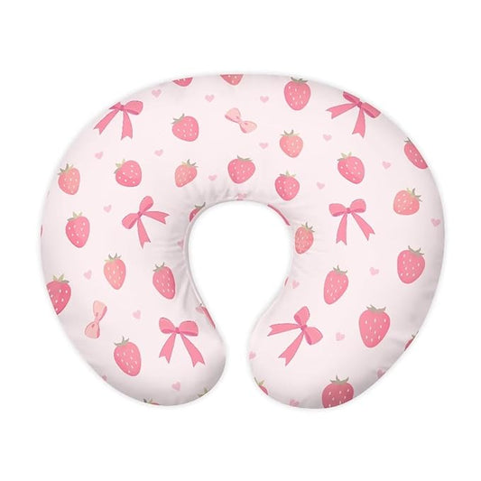 Pink Strawberry and Bow Tie Nursing Pillowcase Nursing Pillow Cover Cuddle Pillow Slipcover Detachable Nursing Pillow Protective Baby Feeding Baby Essentials