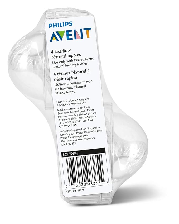 Philips Avent Natural Baby Bottle Fast Flow Nipple, 6M+, Flow 4, SCF654/43, (Pack of 4)