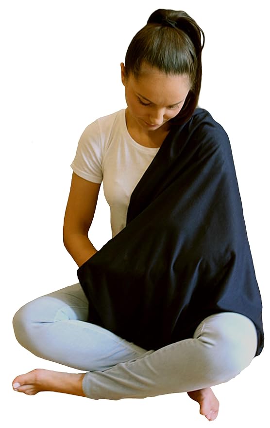 Nursing Covers for Breastfeeding, Soft Infinity Scarf Shawl Cover Up - Lightweight, Breathable Privacy Nursing Wrap in Black