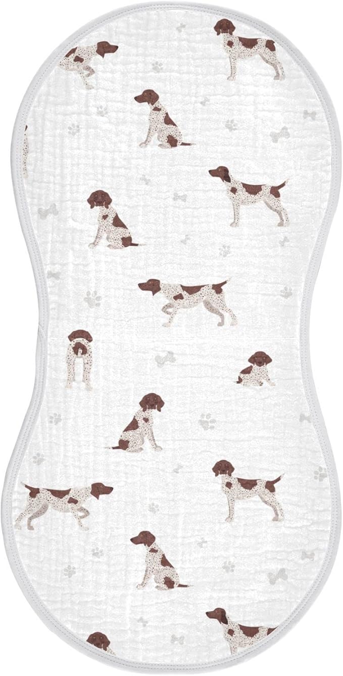 German Shorthaired Pointer Muslin Burp Cloths for Baby 1 Pack 100% Cotton Baby Washcloths Bibs for Boy Girl