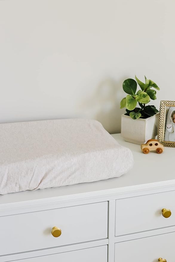 Copper Pearl Premium Knit Changing Pad Cover Soft, Stylish, and Universal Fit for All Standard Diaper Changing Pads, Trendy Design Changing Pad Covers, Oat
