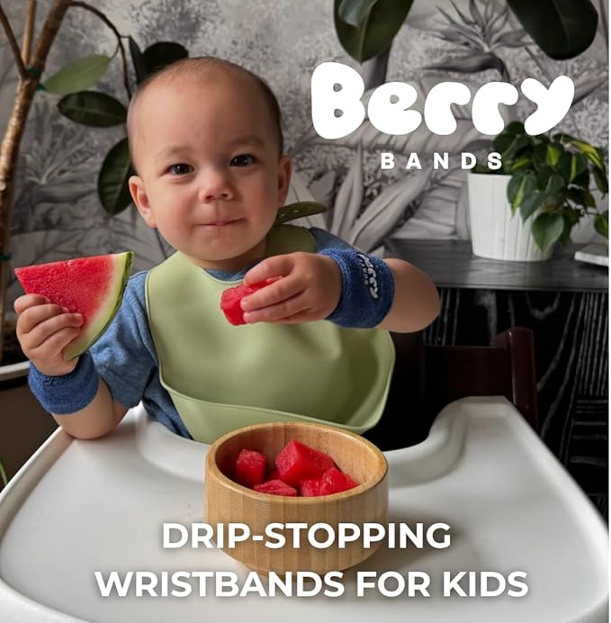 Drip-Stopping Wristbands for Kids (6M+) | Reusable, Organic Cotton, Absorbent Wristbands for Mess-Free Eating | Toddler & Baby Feeding Essentials