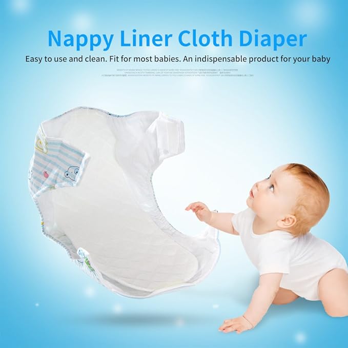 10PCS Reusable Nappy Liners Washable Layers Soft Incontinence Cloth Diaper Insert Liner Nappy Pad Baby Cotton Fiber Inserts for Cloth Diapers(Insert 6 Layers)