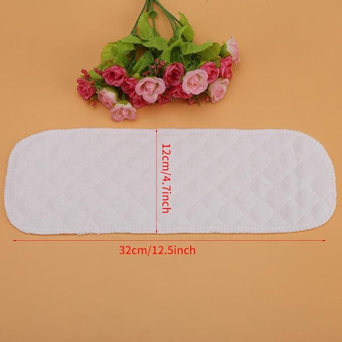 10PCS Reusable Nappy Liners Washable Layers Soft Incontinence Cloth Diaper Insert Liner Nappy Pad Baby Cotton Fiber Inserts for Cloth Diapers(Insert 6 Layers)