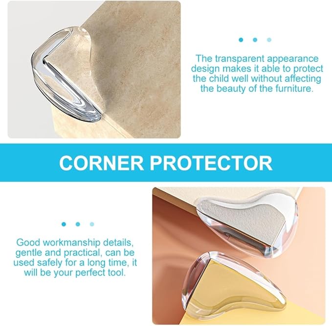 TEHAUX 20pcs Child Safety Corner Bumpers Soft Furniture Protective Guards for Edges and Corners Baby Proofing for Tables and Cabinets Clear Design