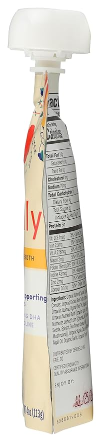 Cerebelly Organic Baby Food Pouches, Butternut Squash Chicken Bone Broth with Thyme, 16 Nutrients, Protein & Healthy Fats, 4oz, 1 Count
