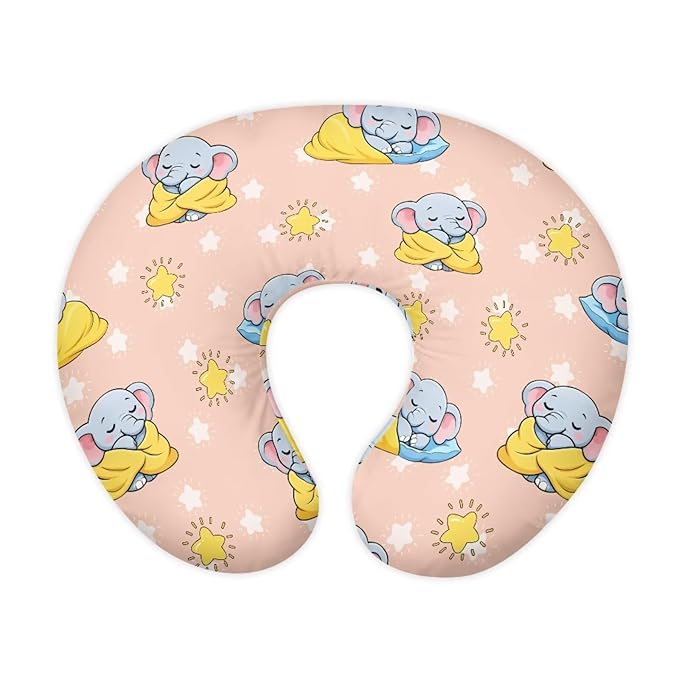 Jeiento Cartoon Elephant Nursing Pillow Covers Cute Stars Pattern Nursing Pillowcase Slipcovers Elastic Soft Breastfeeding Pillow Slipcovers,for Newborn,Baby Boys Girls,Mom