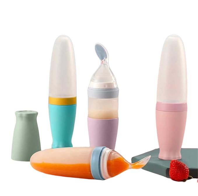 Baby Food Feeder, Silicone Squeeze Spoon Feeder for Infant Food Dispensing and Feeding, 90ml