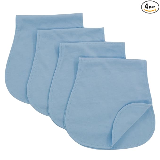 Baby Burp Cloths Baby Burp Set Curved Absorbent and Soft Valuable 4 Pack Double Layers (Blue)