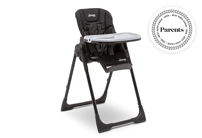 Jeep by Delta Children Classic Convertible 2-in-1 High Chair for Babies and Toddlers with Adjustable Height, Recline & Footrest - Dishwasher Safe Meal Tray, Black