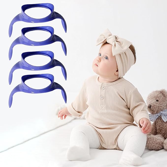 Baby Bottle Handles Compatible with Lansinoh Baby Bottles, Compatible Ergonomic Lansinoh Bottle Holder for Newborn, 4 Pack, Purple