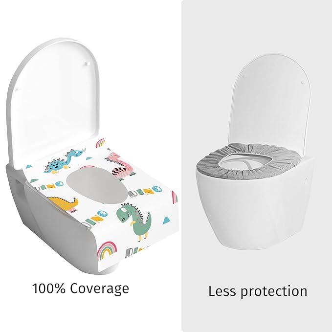 Dinosaur Toilet Seat Covers Disposable 60 Pack,Large Waterproof Potty Covers for Kids,Travel-Friendly Individual Packs,Perfect for Toddlers’ Potty Training in Public Restrooms