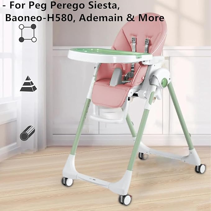 Baby High Chair Cover Replacement | PU Leather Dining Chair Cover with Soft Cushion Seat, Easy to Install High Chair Covers for Baby and Toddler, High Chair Cover Replacement (Pink)