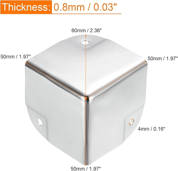 uxcell Metal Box Corner Protectors Box Edge Guard Protector 50 x 50 x 50mm Silver Tone 16pcs for Table Corners and Desk Corners