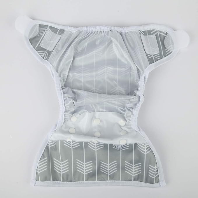 Baby Cloth Diaper Cover Nappy Hook and Loop Double Gusset 6.6lbs to 33lbs (Grey Arrow) One Size