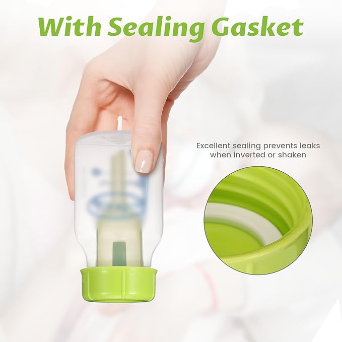10Pcs Narrow Bottle Caps Compatible with Dr Brown's, for Medela, for Ameda, Storage Travel Caps Replacement for Dr Brown, Leak Proof Lids with Sealing Gasket, Fits Narrow Neck Bottles(Green)
