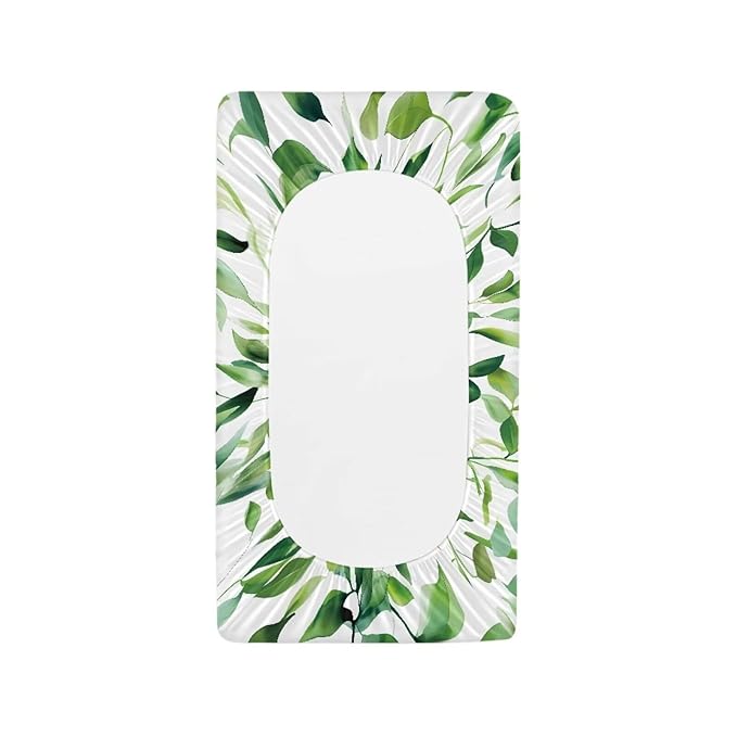 ZDCUSTOM Green Leaves Changing Pad Cover Baby Changing Table Cover Soft Changing Pad Sheets Diaper Changing Table Covers for Girls Boys