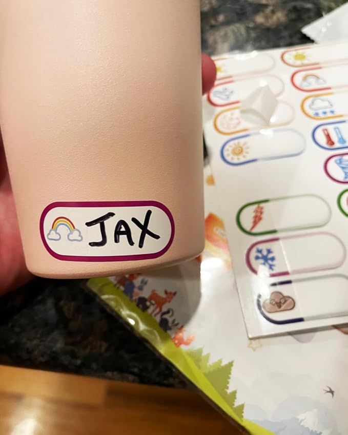160 PCS Baby Bottle Labels for Daycare, Waterproof Write-On Kids Name Labels, Self-Laminating Self-Adhesive Bottle Strickers for Daycare School, Assorted Sizes & Colors