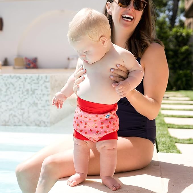 Splash About Happy Nappy Reusable Swim Diaper, Strawberry Field, 6-12 Months