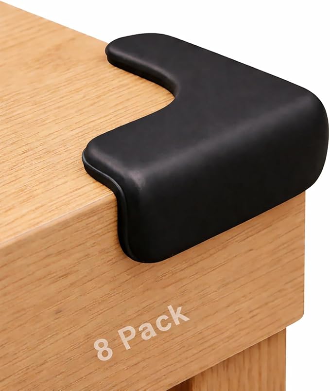 Corner Protector for Baby, 8 Pack EVA Foam Baby Proofing Corner Guards, Soft L-Shaped Furniture Edge Protectors for Tables and Sharp Corners, Tear-Resistant Updated Design, Black