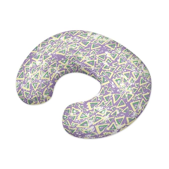 Abstract Triangle Baby Nursing Pillow Cover Light Purple Geometric Stretchy Nursing Pillow Covers for Mom Baby Watercolor Splash Triangular Removable Nursing Pillow Cover