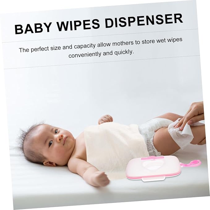 Dispenser Holder Portable Baby Wipes Dispenser Portable Refillable Wipe Holder Wipes Container Reusable Travel Box Pink