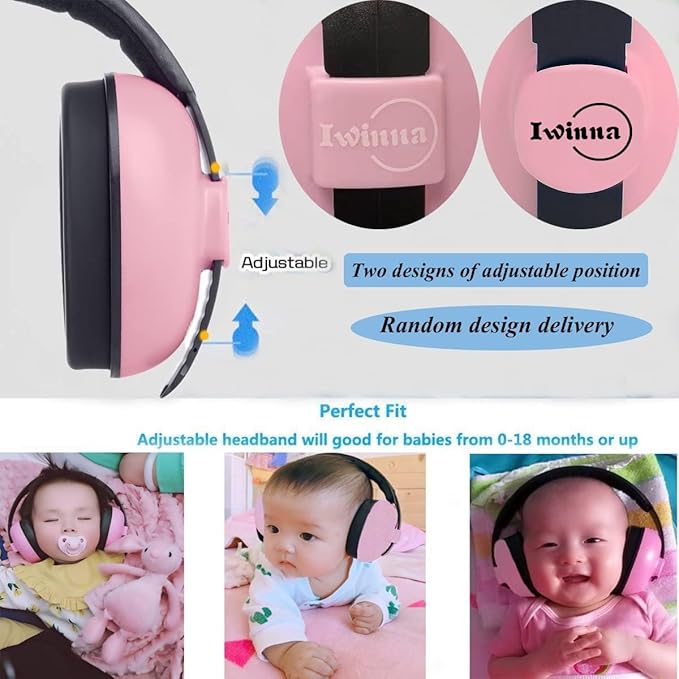 Baby Noise Cancelling Headphones Infant Ear Protection Comfortable Noise Reduction Ear Muffs for Babies Toddler 1 Months to 2 Years, Pink