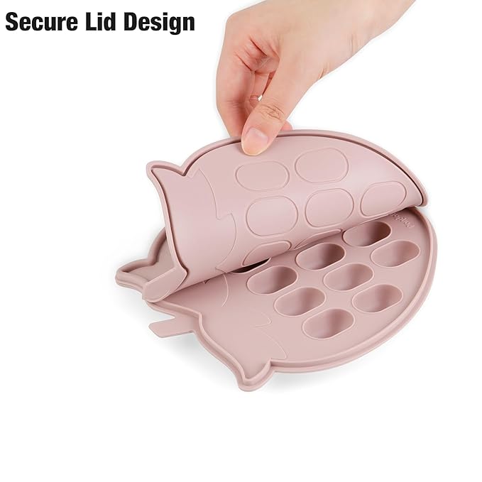 PandaEar 2 Pack Baby Breastmilk Popsicle Molds, Silicone Nibble Freezer Tray with Lid, Baby Fruit Food Feeder Teether Tray, 13 x 0.17 oz Baby Food Storage Container for Homemade Baby Food