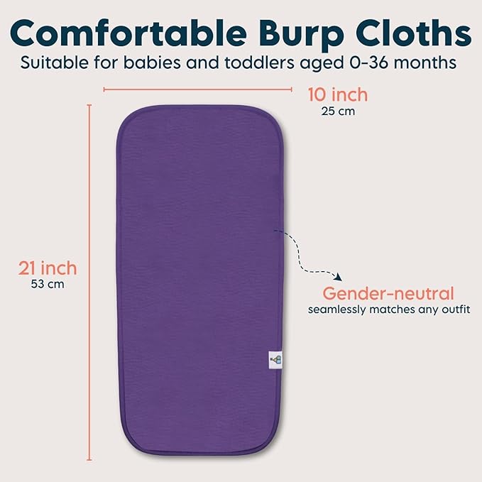 Toppy Organic Cotton Burp Cloths | Soft and Absorbent | Baby Infant Boys and Girls | Large - 21" x 10"