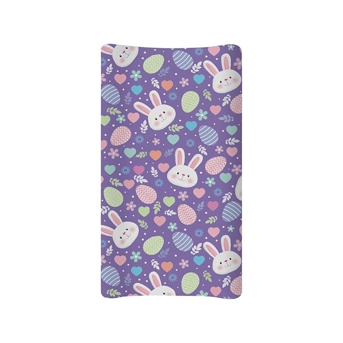 Easter Diaper Changing Pad Cover Purple 32''*16'' Changing Pad Cover Girl Soft Breathable Changing Table Cover Easter Decoration