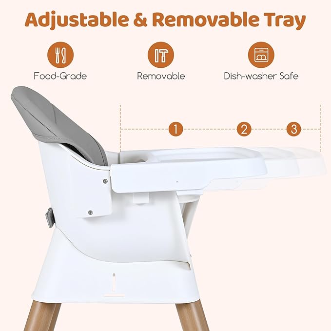 INFANS Baby High Chair, 9 in 1 Convertible Highchair for Babies and Toddlers, Building Block Table Dining Booster Seat Activity Desk Kids Stool with Adjustable Removable Tray (Light Grey)