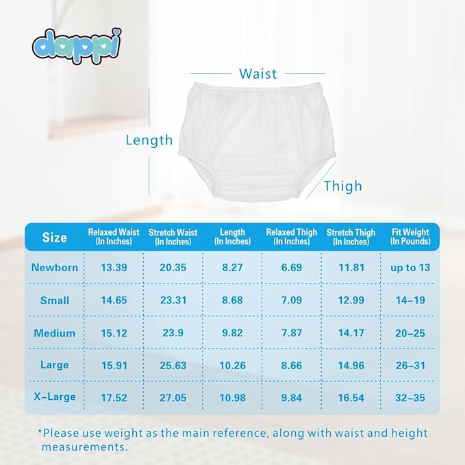 Reusable Waterproof 100% Nylon Taffeta Diaper Pants for Potty Training & Swimming, Leak-Proof & Rip-Proof, NewBorn (Fits up to 13 lbs), 2 Counts