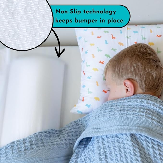 Toddler Bed Bumper Guard – Soft Foam Safety Bed Rail for Toddlers with Non-Slip Cover – Child Sleep Barrier for Twin, Full, Queen & King Mattress – Washable Kids Protection for Home or RV (2 Pack)