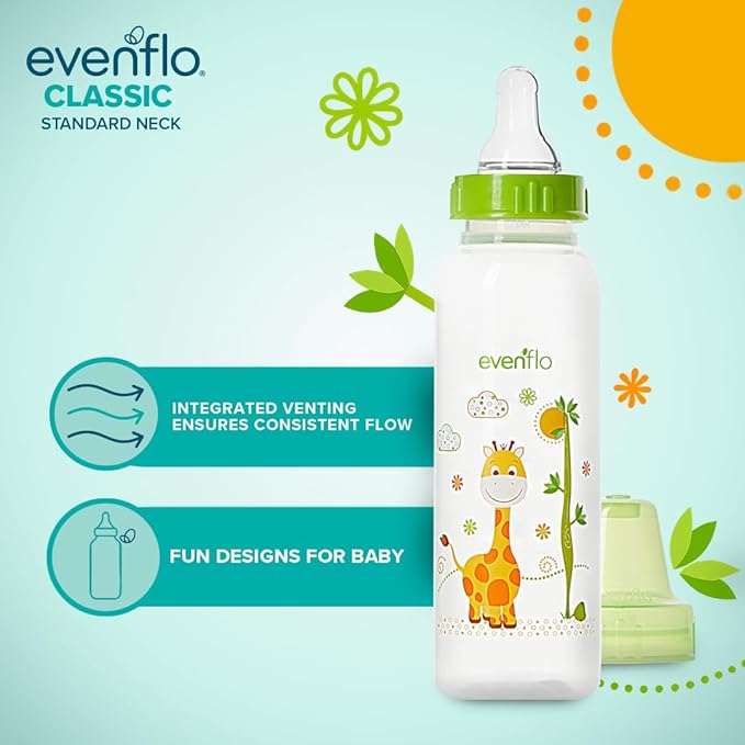 Classic Prints Polypropylene Bottles for Baby, Infant and Newborn - Blue/Green/Teal, 8 Ounce (Pack of 12)