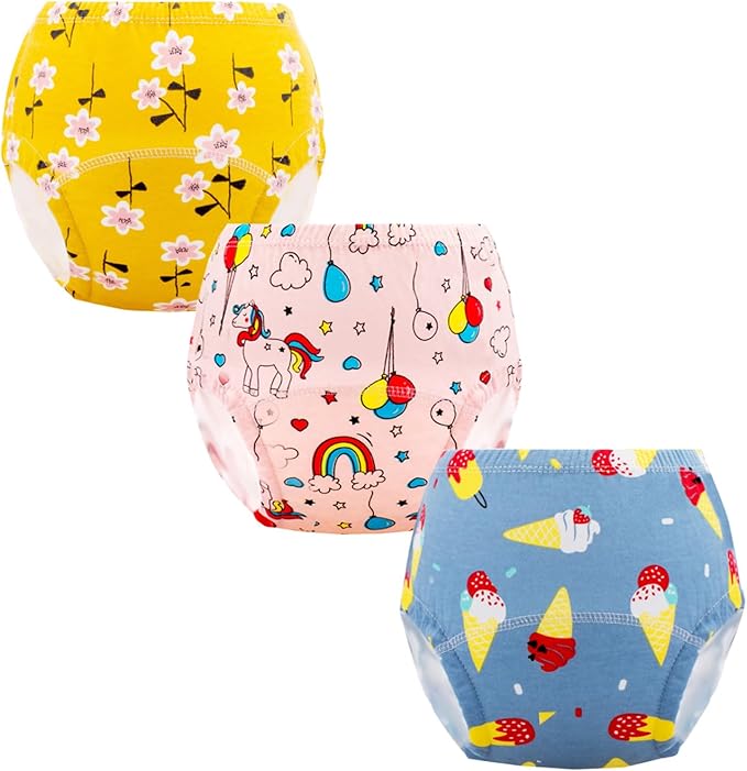 Baby Potty Training Underwear, Cotton Toddler Training Pants for Girls 2-3 T, 8 Pack, S, Multi-Colored