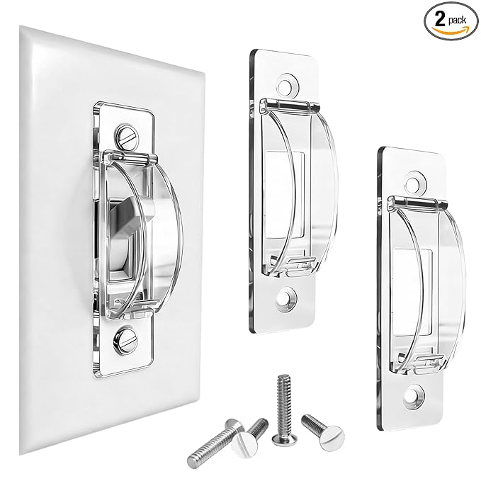 Light Switch Cover Guard, 2 Pack Clear Light Switch Lock, Light Switch Guard, Child Proof Light Switch Cover, Prevent Accidental ON/Off from Kids, Pets, Bumps，Includes Screws