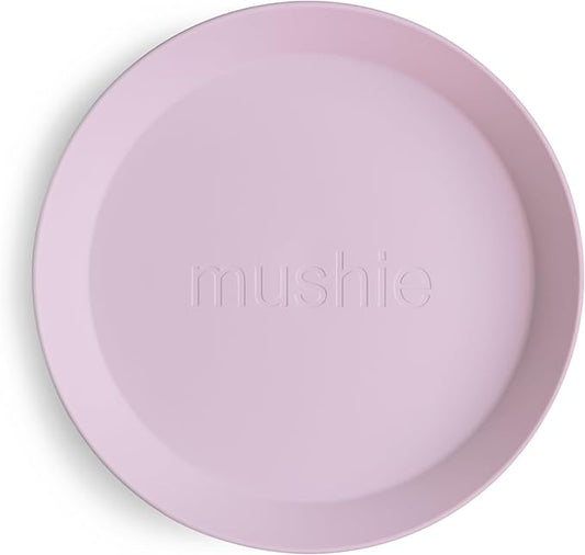 mushie Round Dinnerware Plates for Kids | Made in Denmark, Set of 2 (Soft Lilac)