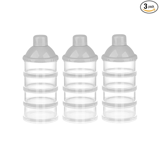 Accmor Formula Dispenser On The Go, 4 Compartments Stackable Formula Container for Travel, Baby Milk Powder Kids Snack Container, BPA Free ﻿
