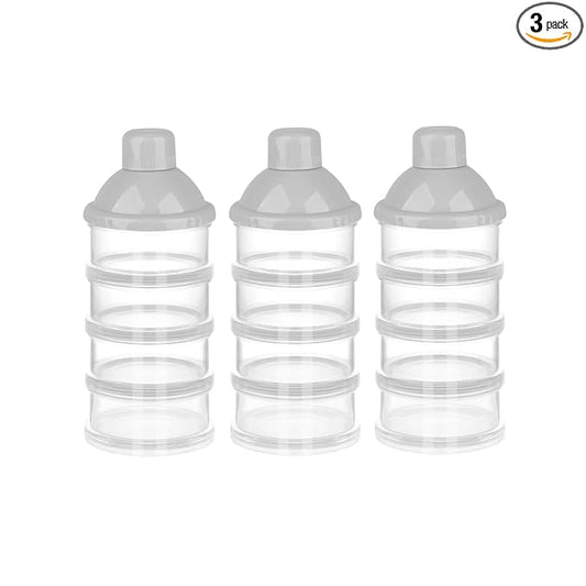 Accmor Formula Dispenser On The Go, 4 Compartments Stackable Formula Container for Travel, Baby Milk Powder Kids Snack Container, BPA Free ﻿