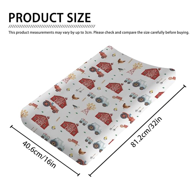 Watercolor Farm Animals Life Changing Pad Cover Funny Barn Chicken Pig Duck Tractor Fitted Baby Changing Table Sheets for Boys Girls Soft Breathable Stretch Baby Changing Pad Covers 32''x16''