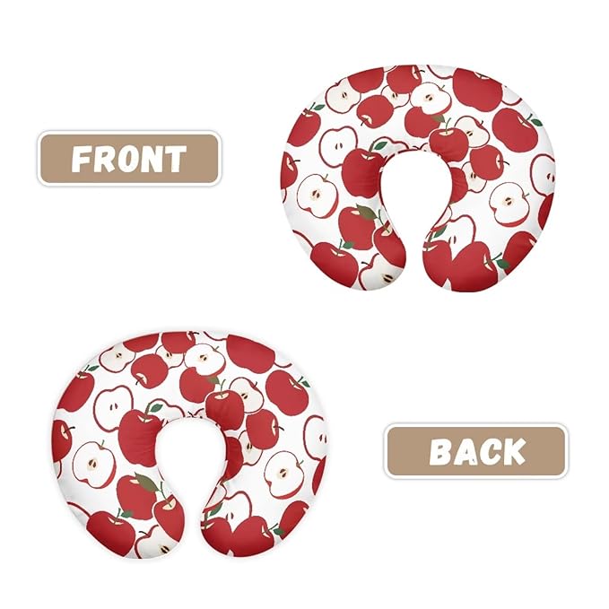 Cartoon Apple Graphic Nursing Pillow Cover, Soft Breathable Apple Hand Drawn Feeding Pillow Slipcover for Baby Boy Girl Nursing Pillow Cover, Machine Washable
