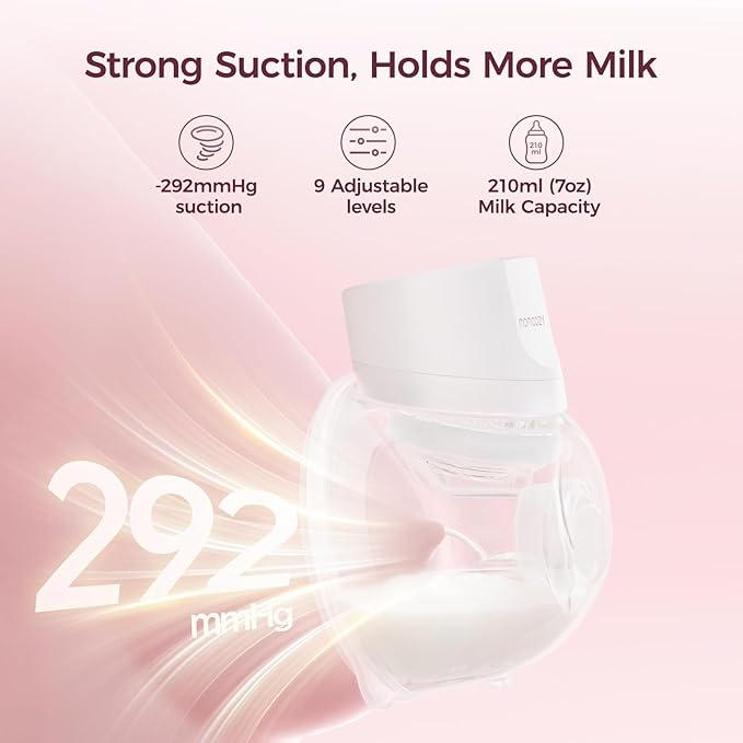 Momcozy Breast Pump S12 Pro Quick, Hands-Free Wearable & Wireless Pump, with DoubleFit Hybrid Flange, 3 Modes & 9 Levels Electric Pump Portable, Smart Display, 24mm Flange, 1 Count, Cozy White