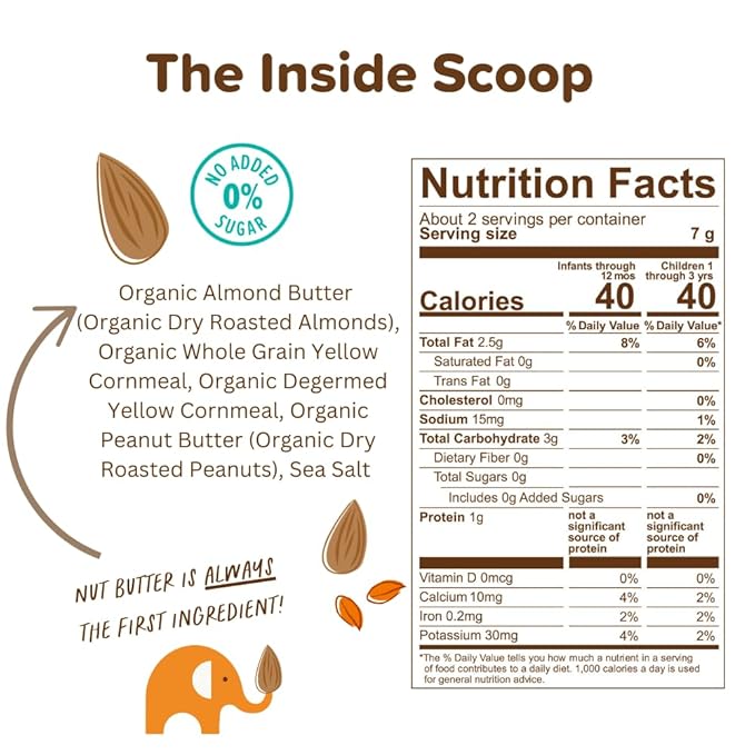 Puffworks Baby Peanut and Almond Variety Pack, Perfect for Early Peanut Introduction, Plant Protein, No Added Sugar, USDA Organic, Gluten-Free, Vegan, Non-GMO, Kosher, 0.5 Ounce (Pack of 12)