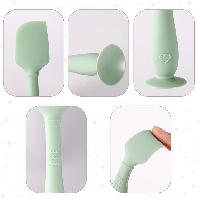 2pcs Baby Diaper Cream Spatula with Travel Case, 2 Sizes Soft Flexible Silicone Butt Paste Applicator Baby Diaper Rash Cream Spatula Bum Brush for Newborn(Green)