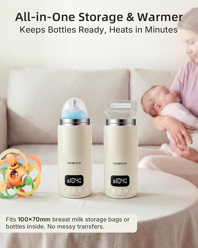 Portable Bottle Warmer for Travel,Typ-C&AC Dual Power Mode with Built-in Sterilizer,Baby Milk Warmer On The Go and 120W Fast Heating Breastmilk,Formula,Water,3” Wide Mouth&17oz Large Capacity