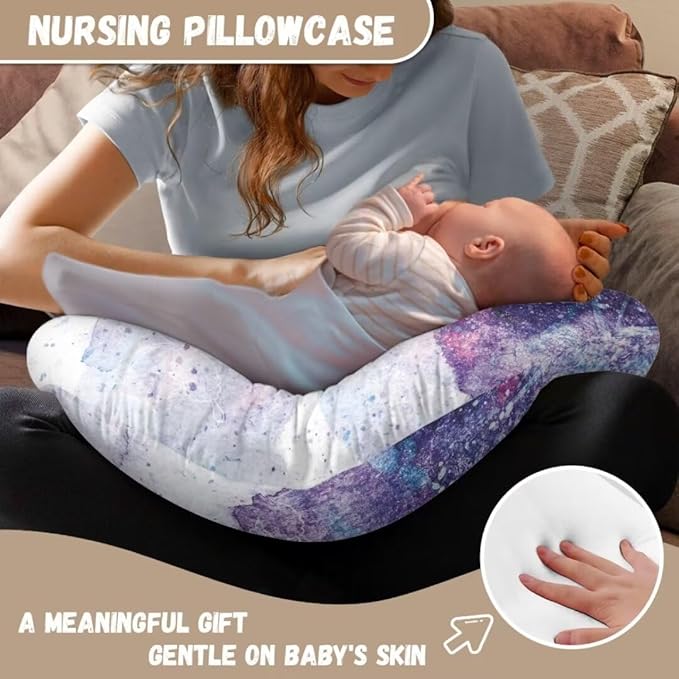 Nursing Pillow Cover for Baby Girl Boy, Nursing Essentials for Bottle and Breastfeeding, Nursing Pillows Covers, Purple Butterfly