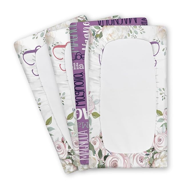 Custom Changing Pad Cover Set - Jersey Knit Comfy CozyUltra Soft Unisex Diaper Changing Table Covers with Personalized Name for Baby Boys Girls - Waterproof Ultra Soft 4 Pcs Set Style11